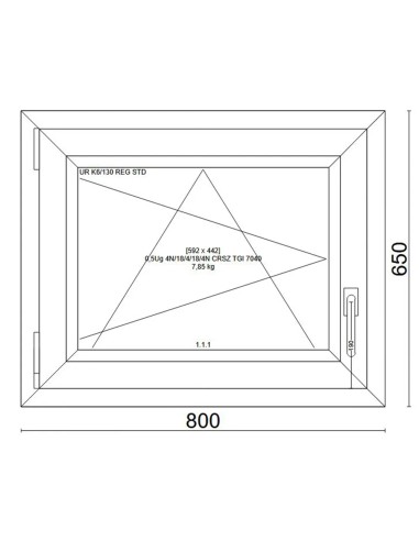 Kunststofffenster PVC Fenster 80x65 cm cm DREH/KIPP - Veka Softline 82 MD