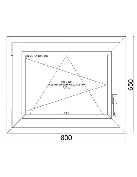 Kunststofffenster PVC Fenster 80x65 cm cm DREH/KIPP - Veka Softline 82 MD
