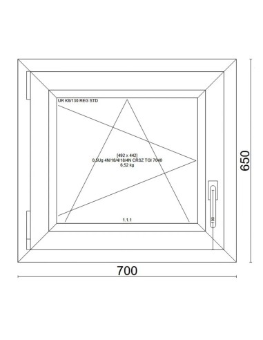 Kunststofffenster PVC Fenster 70x65 cm cm DREH/KIPP - Veka Softline 82 MD