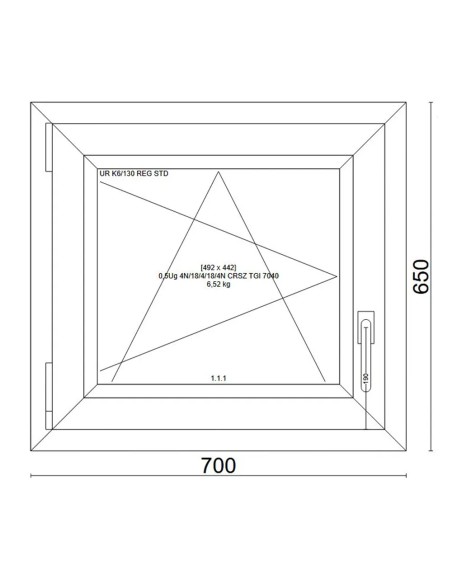 Kunststofffenster PVC Fenster 70x65 cm cm DREH/KIPP - Veka Softline 82 MD