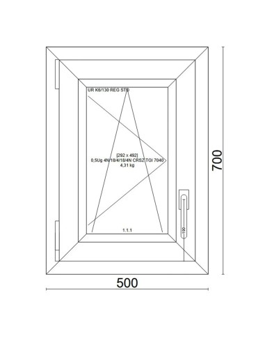Kunststofffenster PVC Fenster 50x70 cm cm DREH/KIPP - Veka Softline 82 MD