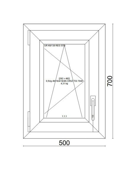 Kunststofffenster PVC Fenster 50x70 cm cm DREH/KIPP - Veka Softline 82 MD