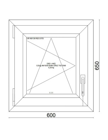 Kunststofffenster PVC Fenster 60x65 cm cm DREH/KIPP - Veka Softline 82 MD
