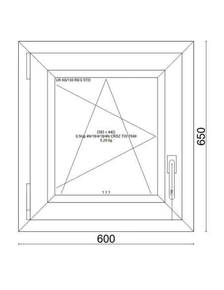 Kunststofffenster PVC Fenster 60x65 cm cm DREH/KIPP - Veka Softline 82 MD