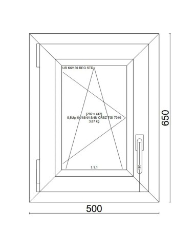Kunststofffenster PVC Fenster 50x65 cm cm DREH/KIPP - Veka Softline 82 MD