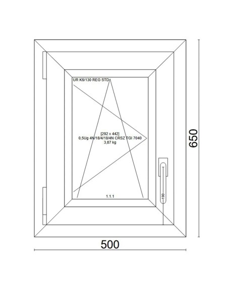 Kunststofffenster PVC Fenster 50x65 cm cm DREH/KIPP - Veka Softline 82 MD