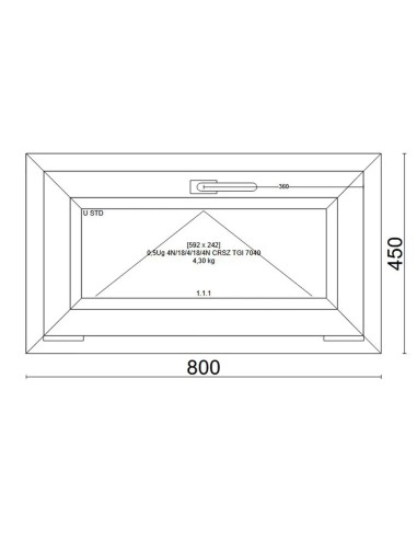Kunststofffenster PVC Fenster 80x45 cm cm DREH/KIPP - Veka Softline 82 MD