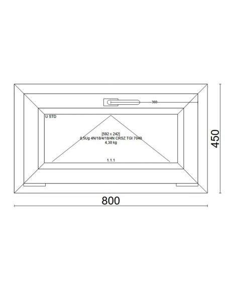 Kunststofffenster PVC Fenster 80x45 cm cm DREH/KIPP - Veka Softline 82 MD