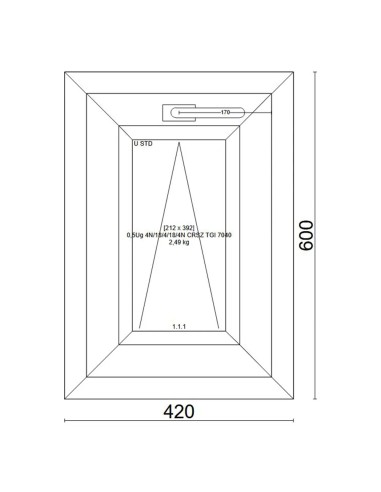 Kunststofffenster PVC Fenster 42x60 cm KIPP - Veka Softline 82 MD