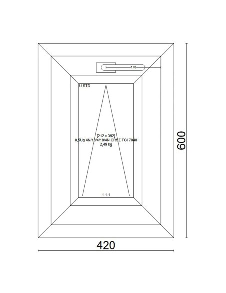 Kunststofffenster PVC Fenster 42x60 cm KIPP - Veka Softline 82 MD