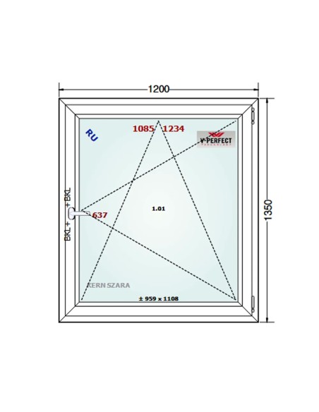Kunststofffenster PVC Fenster 120 x 135 cm DREH/KIPP - Schüco LivIng 82