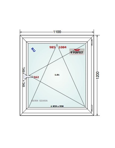 Kunststofffenster PVC Fenster 110 x 120 cm DREH/KIPP - Schüco LivIng 82