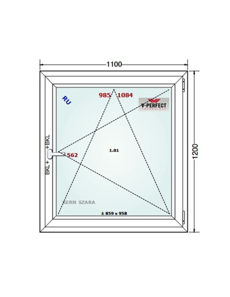 Kunststofffenster PVC Fenster 110 x 120 cm DREH/KIPP - Schüco LivIng 82