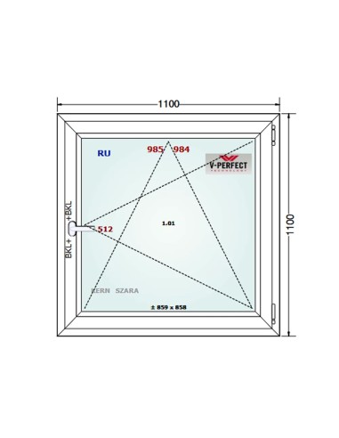 Kunststofffenster PVC Fenster 110 x 110 cm DREH/KIPP - Schüco LivIng 82