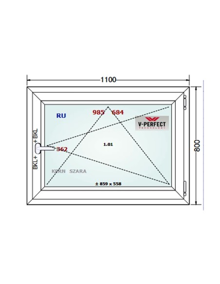 Kunststofffenster PVC Fenster 110 x 80 cm DREH/KIPP - Schüco LivIng 82
