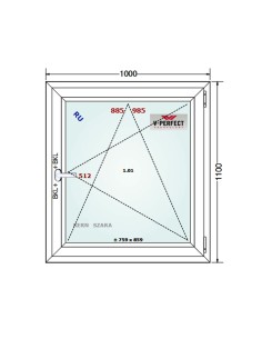 Kunststofffenster PVC Fenster 100 x 110 cm DREH/KIPP - Schüco LivIng 82 2