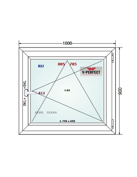 Kunststofffenster PVC Fenster 100 x 90 cm DREH/KIPP - Schüco LivIng 82
