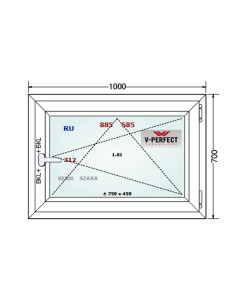 Kunststofffenster PVC Fenster 100 x 70 cm DREH/KIPP - Schüco LivIng 82 2