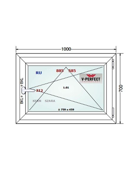 Kunststofffenster PVC Fenster 100 x 70 cm DREH/KIPP - Schüco LivIng 82