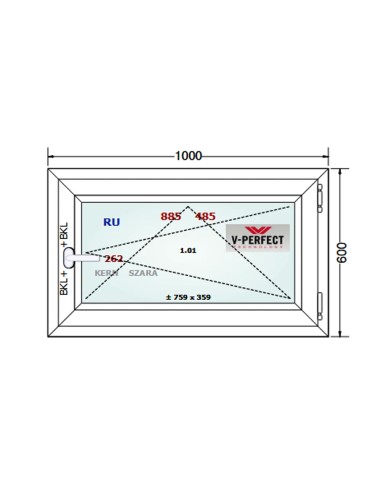 Kunststofffenster PVC Fenster 100 x 60 cm DREH/KIPP - Schüco LivIng 82