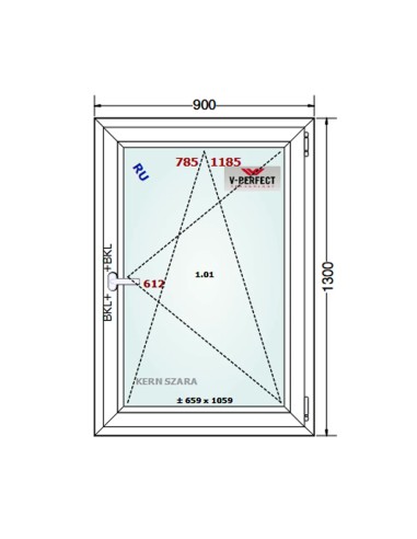 Kunststofffenster PVC Fenster 90 x 130 cm DREH/KIPP - Schüco LivIng 82