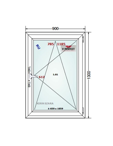 Kunststofffenster PVC Fenster 90 x 130 cm DREH/KIPP - Schüco LivIng 82
