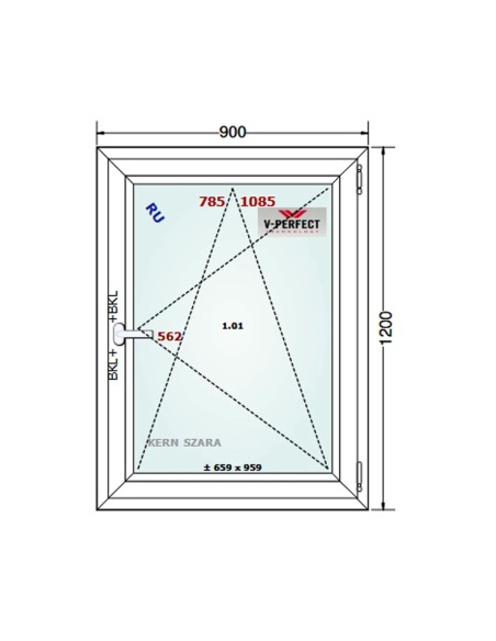 Kunststofffenster PVC Fenster 90 x 120 cm DREH/KIPP - Schüco LivIng 82
