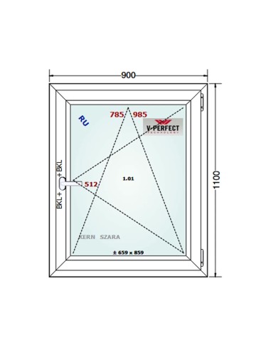 Kunststofffenster PVC Fenster 90 x 110 cm DREH/KIPP - Schüco LivIng 82