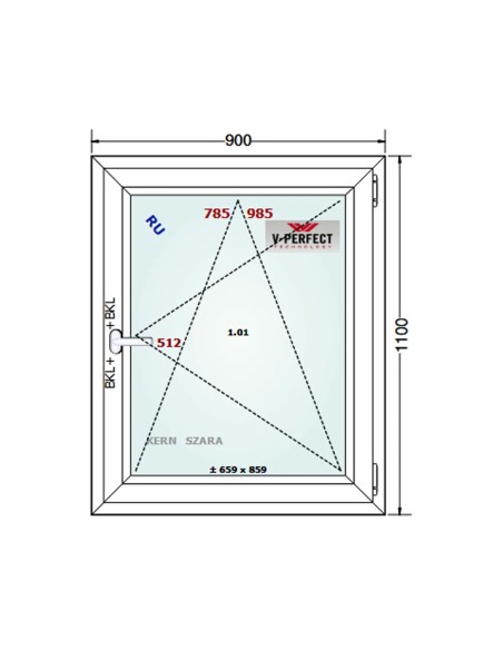 Kunststofffenster PVC Fenster 90 x 110 cm DREH/KIPP - Schüco LivIng 82