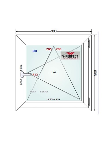 Kunststofffenster PVC Fenster 90 x 90 cm DREH/KIPP - Schüco LivIng 82