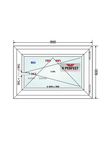 Kunststofffenster PVC Fenster 90 x 60 cm DREH/KIPP - Schüco LivIng 82