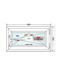 Kunststofffenster PVC Fenster 90 x 50 cm DREH/KIPP - Schüco LivIng 82 2