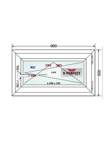 Kunststofffenster PVC Fenster 90 x 50 cm DREH/KIPP - Schüco LivIng 82