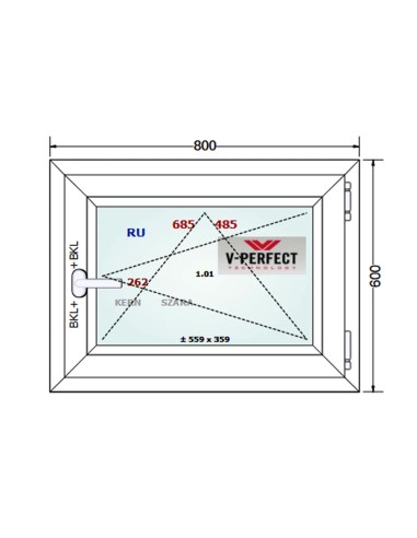 Kunststofffenster PVC Fenster 80 x 60 cm DREH/KIPP - Schüco LivIng 82