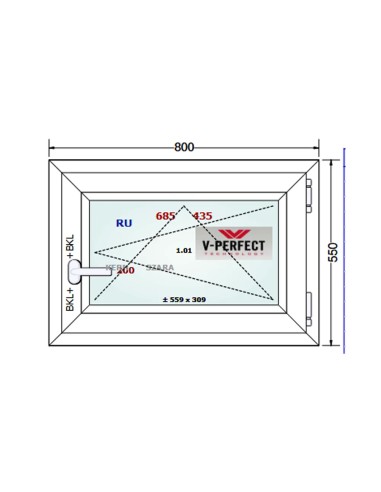 Kunststofffenster PVC Fenster 80 x 55 cm DREH/KIPP - Schüco LivIng 82
