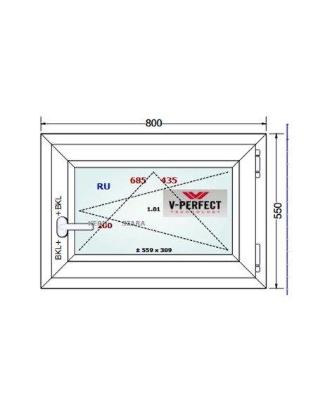 Kunststofffenster PVC Fenster 80 x 55 cm DREH/KIPP - Schüco LivIng 82