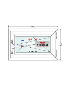 Kunststofffenster PVC Fenster 80 x 50 cm DREH/KIPP - Schüco LivIng 82 2