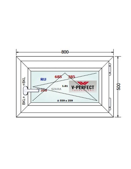 Kunststofffenster PVC Fenster 80 x 50 cm DREH/KIPP - Schüco LivIng 82