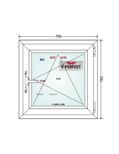 Kunststofffenster PVC Fenster 75 x 75 cm DREH/KIPP - Schüco LivIng 82