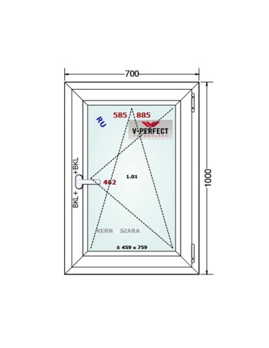 Kunststofffenster PVC Fenster 70 x 100 cm DREH/KIPP - Schüco LivIng 82