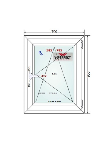 Kunststofffenster PVC Fenster 70 x 90 cm DREH/KIPP - Schüco LivIng 82