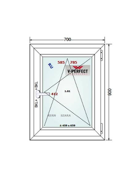 Kunststofffenster PVC Fenster 70 x 90 cm DREH/KIPP - Schüco LivIng 82