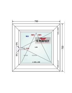 Kunststofffenster PVC Fenster 70 x 70 cm DREH/KIPP - Schüco LivIng 82 2