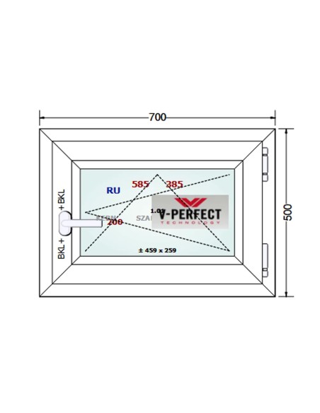 Kunststofffenster PVC Fenster 70 x 50 cm DREH/KIPP - Schüco LivIng 82