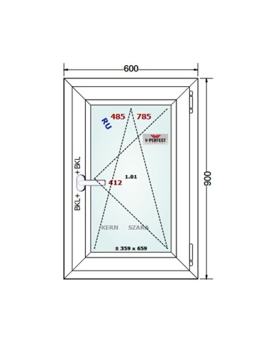 Kunststofffenster PVC Fenster 60 x 90 cm DREH/KIPP - Schüco LivIng 82