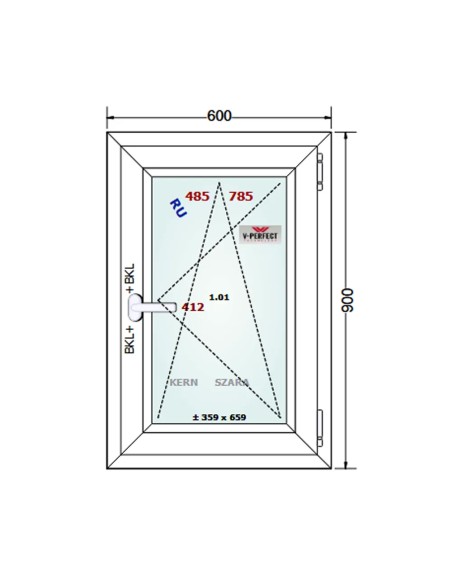 Kunststofffenster PVC Fenster 60 x 90 cm DREH/KIPP - Schüco LivIng 82