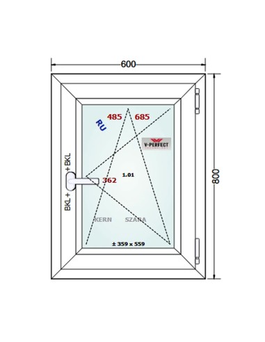 Kunststofffenster PVC Fenster 60 x 80 cm DREH/KIPP - Schüco LivIng 82