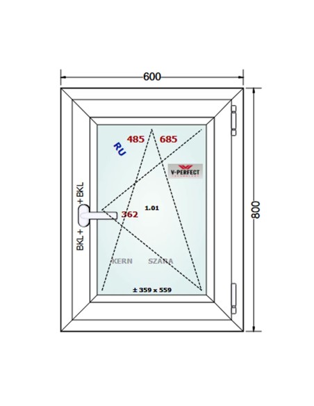 Kunststofffenster PVC Fenster 60 x 80 cm DREH/KIPP - Schüco LivIng 82