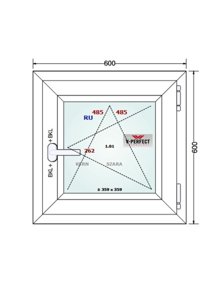 Kunststofffenster PVC Fenster 60 x 60 cm DREH/KIPP - Schüco LivIng 82