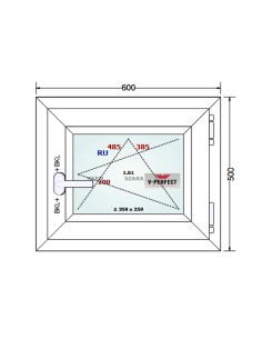 Kunststofffenster PVC Fenster 60 x 50 cm DREH/KIPP - Schüco LivIng 82 2
